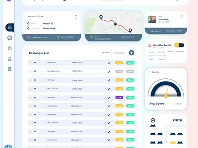 Bus Passenger Manifest dashboard design management app transport ui design