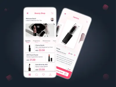 Beauty Shop Mobile App UI Exploration app design app exploration app ui design beauty beauty app beauty shop cosmetics app design illustration landing page design mobile app ui product design shopping ui ui design ui designer ui ux design uiux ux ux design web design