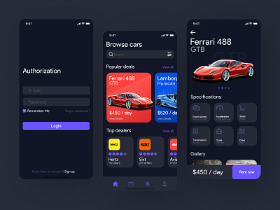 Car rental app app app design car car rental car rental app dark dark theme dark ui design design app rental car ui ui design uidesign ux ux ui ux design uxdesign uxui