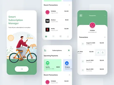 Smart Subscription Manager concept dashboard expense finance ios manage mobile statistics subscription track ui ux wallet