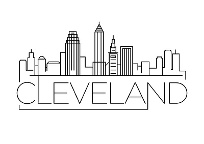 Cleveland Minimal Skyline building city cleveland design flat icon illustration line linear minimal stroke usa vector