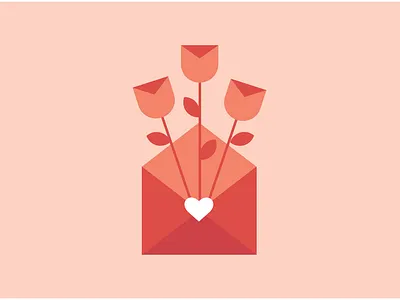 Love From OXD card cute envelope flowers geometric gift heart illustration letter love pink receive red send valentines day