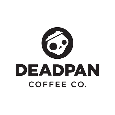 Deadpan Coffee Logo black and white branding branding and identity branding design bw logo coffee simple logo skull