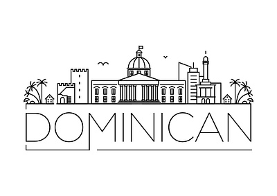 Dominican Minimal Skyline building city design dominic dominican flat icon illustration line linear minimal stroke vector