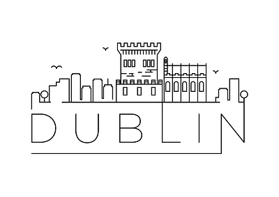 Dublin Minimal Skyline building city design dublin flat icon illustration ireland line linear minimal stroke vector