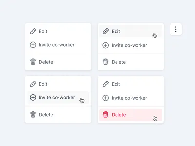 Ui Detail ✨ Context menu with destructive action hover state app design clean ui design fintory hover state interface menu modules ui web webapp