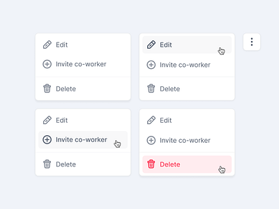 Ui Detail ✨ Context menu with destructive action hover state app design clean ui design fintory hover state interface menu modules ui web webapp