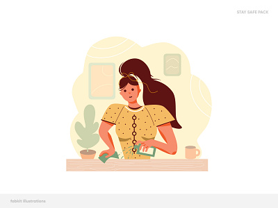 Make your workspace clean 🧽 art character cover design fabkit flat flatdesign health illustration illustration template people