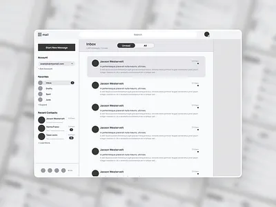 [WIP] Email Client Wireframes app design email client figma product design progress ui ux web design wireframes