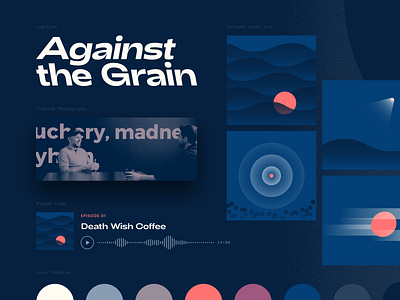 Against the Grain Brand Board bitmap brand brand design brand identity color cover art duotone identity logotype palette photography player typography