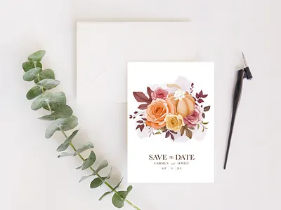 Wedding Invitation Autumn Fall autumn background banner border card celebration decor decoration decorative design fall floral frame invitation nature plant postcard template vintage wedding