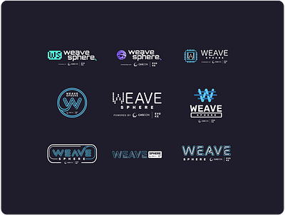WeaveSphere Branding Exploration blue branding conference design exploration figma graphic design illustration logo logoglyph logomark sphere tech typography weave