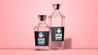 LockDown — Premium Gin 🍻 3d 4d alcohol bottle bottle design branding c4d cinema cinema4d design glass glassware glassworks liquor logo reflection reflections refraction render texture