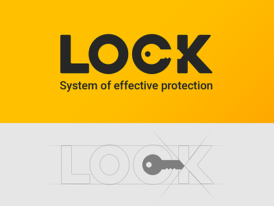 LOCK - negative space logo branding design dribbbleweeklywarup graphic design illustration key lock logo negative negative space logo protection security shelld system yellow