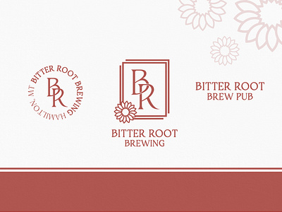 Bitter Root Brewing adobe illustrator bitter root brand branding brewery flower logo logodesign mark minimal monogram montana vector