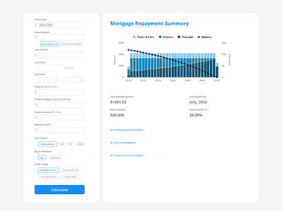 Mortgage Calculator Redesign 004 calculator dailyui dashboard form ui ux uxdesign webapp