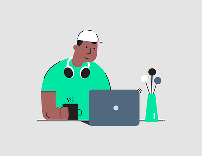 At work art character color flat illustration vector visual design work