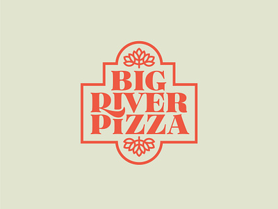 Big River Pizza Logo brand branding cheese cream design icon identity illustrator logo minimal pizza red simple symbol toppings typography vector