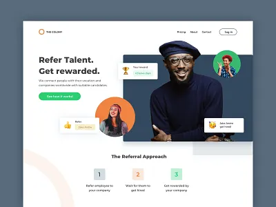 Employee Referral Program Website browser community company concept design employee hero image hiring homepage referral reward sketch ui ux website work