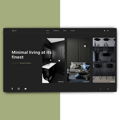Living Minimal branding design furniture store landingpage minimal ui ux web webdesign website website design