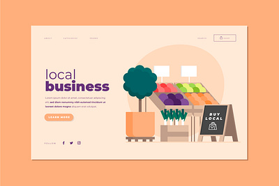 Local business design flat illustration landing vector