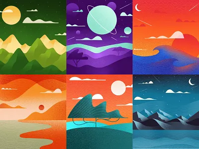 Textured Landscapes beach creation environment grain grainy hills horizon illustration landscape landscape illustration landscapes mountains noise planets series texture textured unique valleys waves