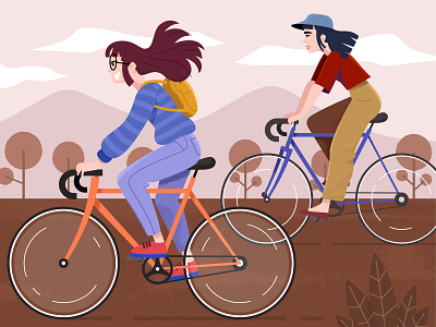 Cycling girls 2d 2d art adobe adobe indesign adobe photoshop art avatars characterdesign cycling fashion flat girls illustraion illustration illustrator modern nature procreate vector vector art