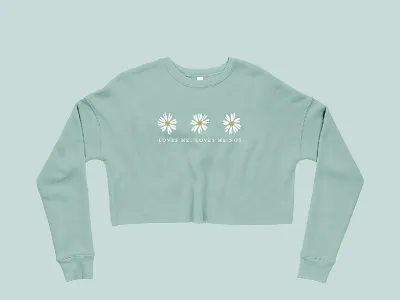 Daisy Crop | The Tuesday Club crop top daisy design illustration loves me merchandise sweatshirt typography