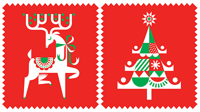 USPS Deer Stamp animal logo graphic design holiday illustration postage stamp reindeer stamp design usps vector