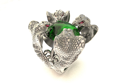 snake jewel 3d 3dmodeling 3dproduct ancient appliedart designer emerald fineart gemstone gold industrialdesign jewel jewelry jewels keyshot photorealistic rendering rhinoceros silver treasure