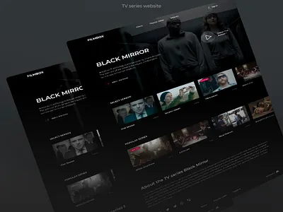 Black Mirros site design black black mirror cinema clean dailyui dark design desktop films kino minimal netflix uiux uxui web webdesign website