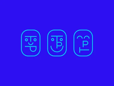 Party Faces. blue emoji emotion face fun funny happy illustration line minimal party