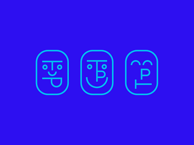 Party Faces. blue emoji emotion face fun funny happy illustration line minimal party