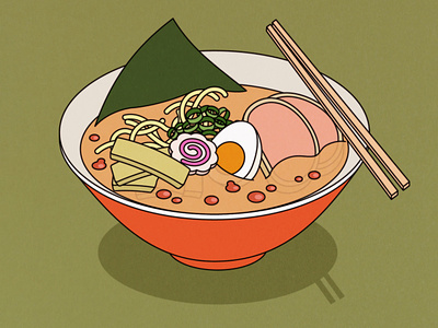 Retro Ramen adobe illustrator food illustration illustrator illustrator for ipad japan noodle process ramen retro timelapse