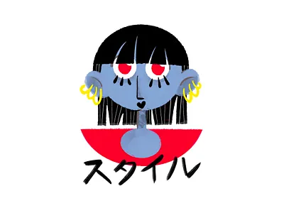 Style character doodle girl illustration japanese procreate