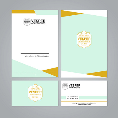 Vesper Apartments Branding Letter Business Cards art direction branding design graphic design logo