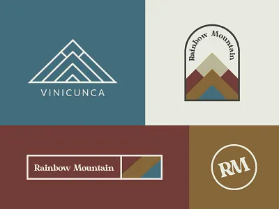 Rainbow Mountain brand design brand identity branding branding design design grid icon lockup logo mountain muted colors peru rainbow rainbow mountain vacation vector
