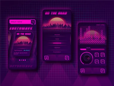 retrowave synthwave player 80s 80s style application dark theme design figma interface music pirple player retro retrowave synthwave ui