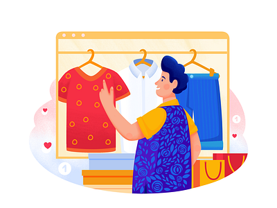 Online shopping affinity designer cartoon character illustration online shopping