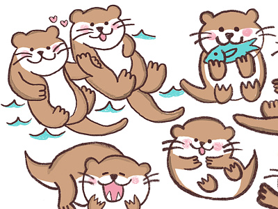Otters in Singapore infographic design character design otter character design 水獭