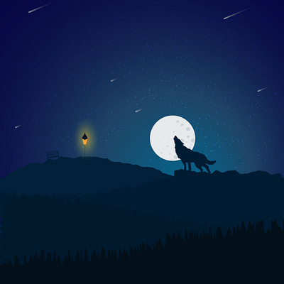 The lonely wolf design illustration vector