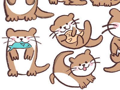 Otters in Singapore infographic design character design 水獭