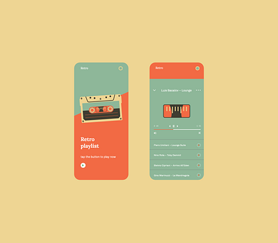 Retro - Music app design app graphicdesign mobile design mobile ui music app music player retro ui uidesign uiux user experience design user interface design userinterface ux uxdesign