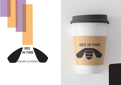 BEE IN TIME branding design flat icon logo minimal vector