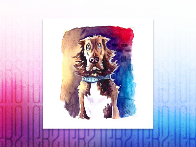 Who's that animal art blue brush brushwork cartoon concept creative depiction design dog drawing graphic design idea illustratio paper perro pink traditional media watercolor