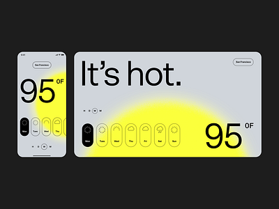 Its hot. brutalist editorial gradient grey icons minimal product sanserif sun swiss trendy type weather weather app weather forecast weather icons yellow