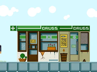 Homie The Game - Pharmacy aseprite digital drawing digitalart illustration indiedev indiegames pixelart pixelartwork