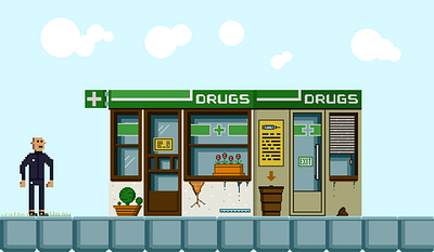 Homie The Game - Pharmacy aseprite digital drawing digitalart illustration indiedev indiegames pixelart pixelartwork