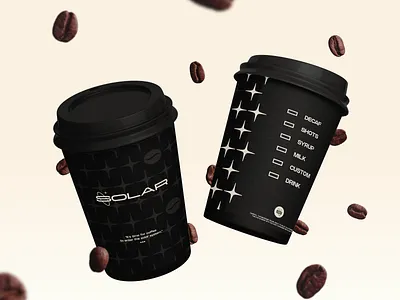 Solar | Coffee Cup bean beans brand brand identity branding cafe coffee coffee cup coffee shop creative cup design drink icon identity logo motion pattern space typography