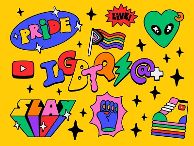 YouTube Pride Dinners illustration lettering pride stickers youtube